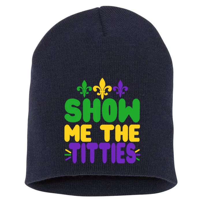 Mardi Gras Show Me The Titties Short Acrylic Beanie