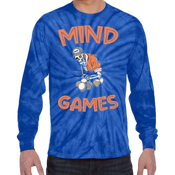 Mind Games Skeleton Pool Player Billiard Ball Queue Gift Tie-Dye Long Sleeve Shirt