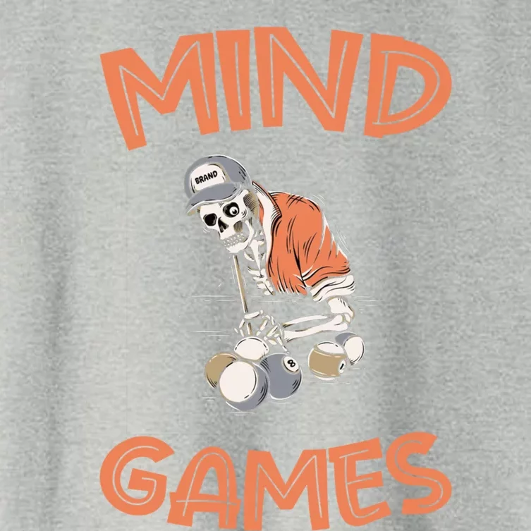 Mind Games Skeleton Pool Player Billiard Ball Queue Gift Women's Crop Top Tee