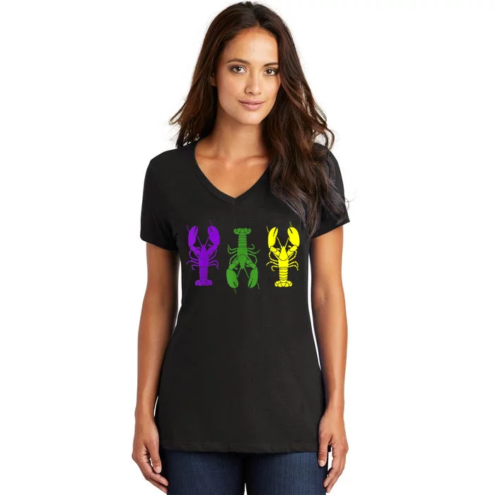 Mardi Gras Shirt, Craw Fish , Mardi Gras Outfit Women's V-Neck T-Shirt