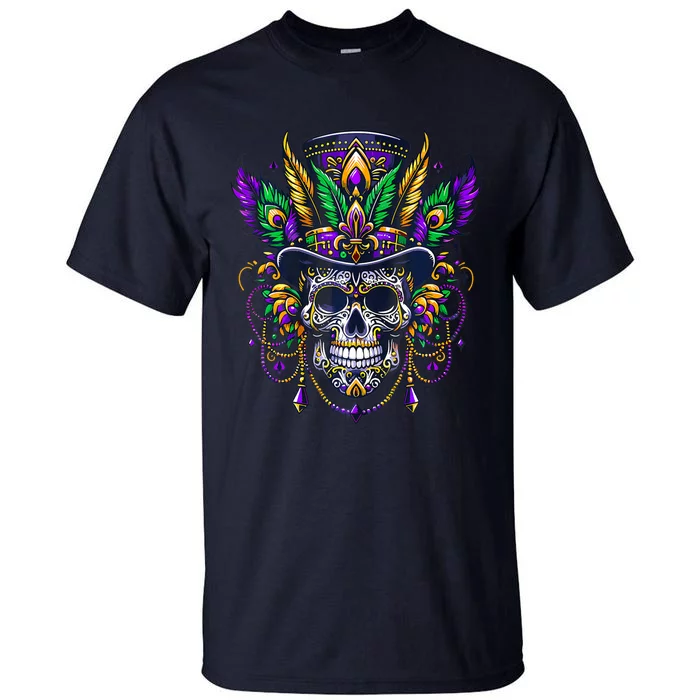 Mardi Gras Skull Top Hat New Orleans Witch Doctor Voodoo Tall T-Shirt