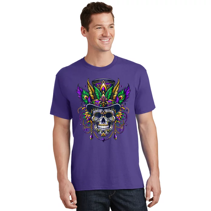 Mardi Gras Skull Top Hat New Orleans Witch Doctor Voodoo T-Shirt