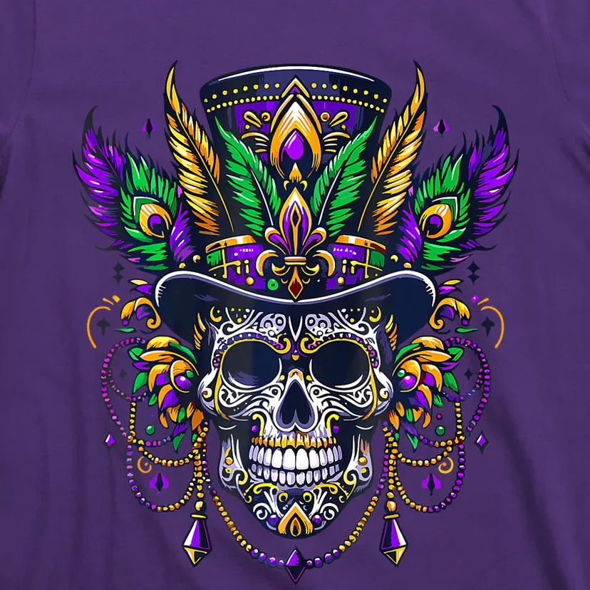 Mardi Gras Skull Top Hat New Orleans Witch Doctor Voodoo T-Shirt