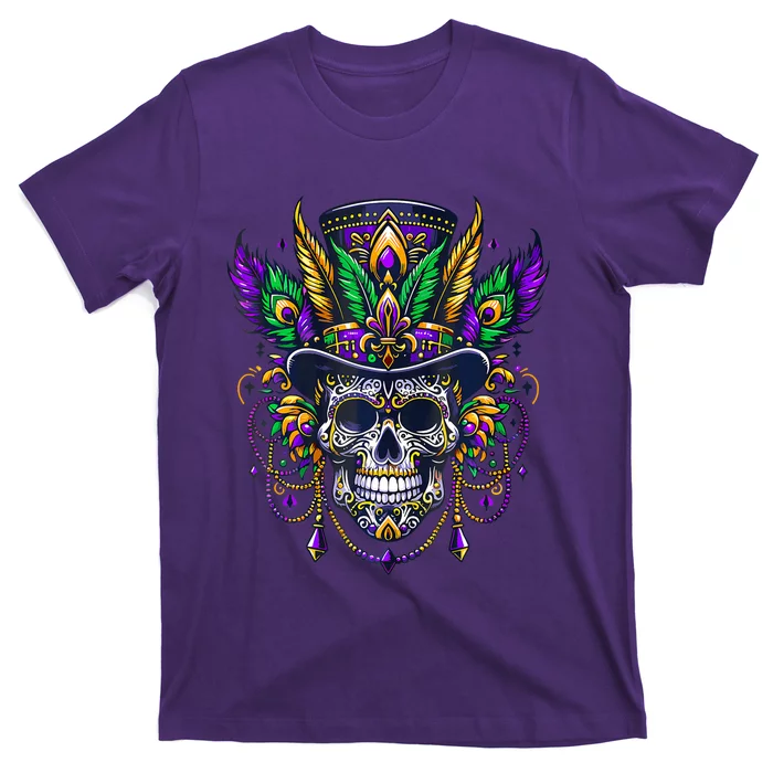 Mardi Gras Skull Top Hat New Orleans Witch Doctor Voodoo T-Shirt