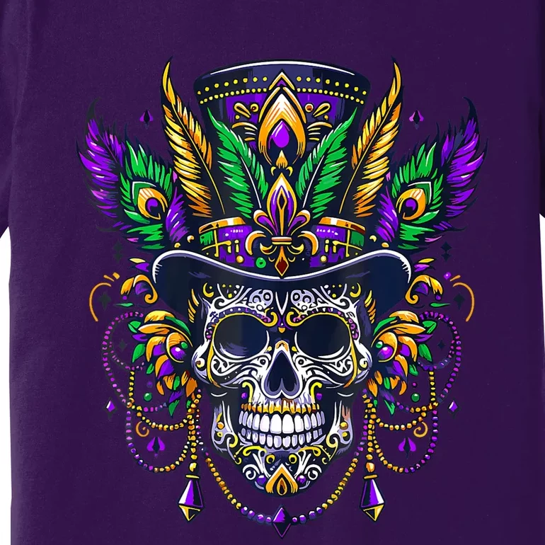 Mardi Gras Skull Top Hat New Orleans Witch Doctor Voodoo Premium T-Shirt