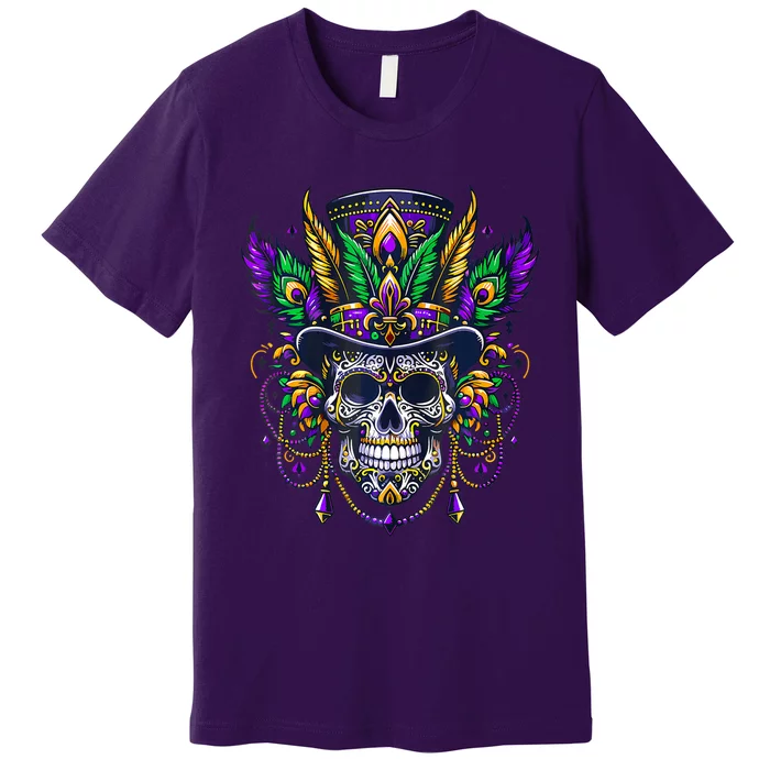 Mardi Gras Skull Top Hat New Orleans Witch Doctor Voodoo Premium T-Shirt