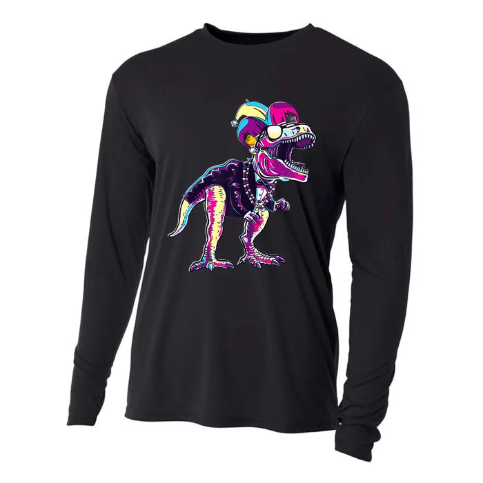 Mardi Gras Saurus Dino T Rex Cooling Performance Long Sleeve Crew