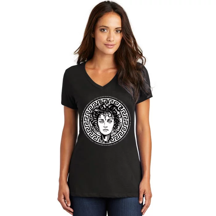 Medusa Gorgon Snake Head Greek Mythology Ancient Myth Women's V-Neck T-Shirt