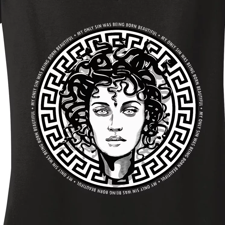 Medusa Gorgon Snake Head Greek Mythology Ancient Myth Women's V-Neck T-Shirt