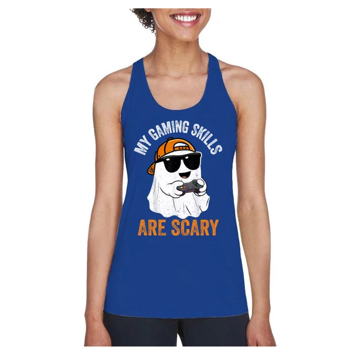 My Gaming Skills Are Scary Funny Gaming Halloween Gift Women's Racerback Tank