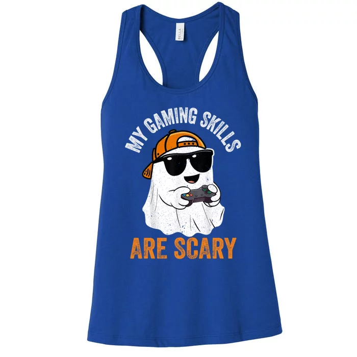 My Gaming Skills Are Scary Funny Gaming Halloween Gift Women's Racerback Tank