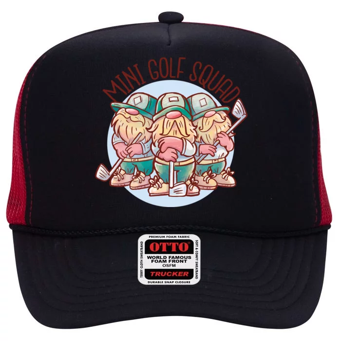 Mini Golf Squad Gnomes High Crown Mesh Trucker Hat