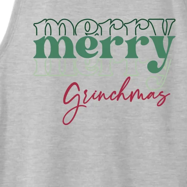 Merry Grinchmas Super Cute Christmas Ladies Tri-Blend Wicking Tank