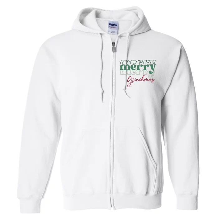 Merry Grinchmas Super Cute Christmas Full Zip Hoodie