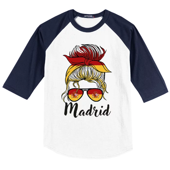 Madrid Girl Spanish Flag Spain Baseball Sleeve Shirt