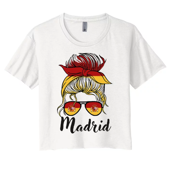 Madrid Girl Spanish Flag Spain Women's Crop Top Tee