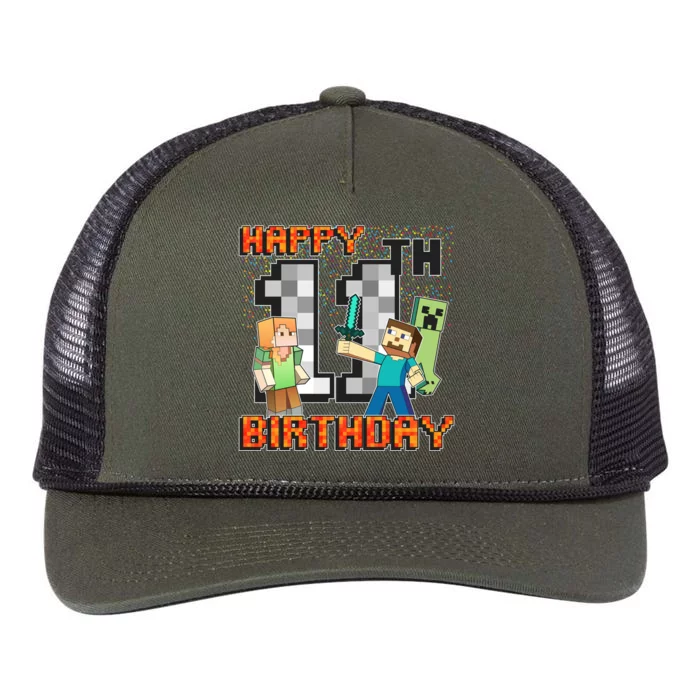 Group Shot 11th Birthday Retro Rope Trucker Hat Cap