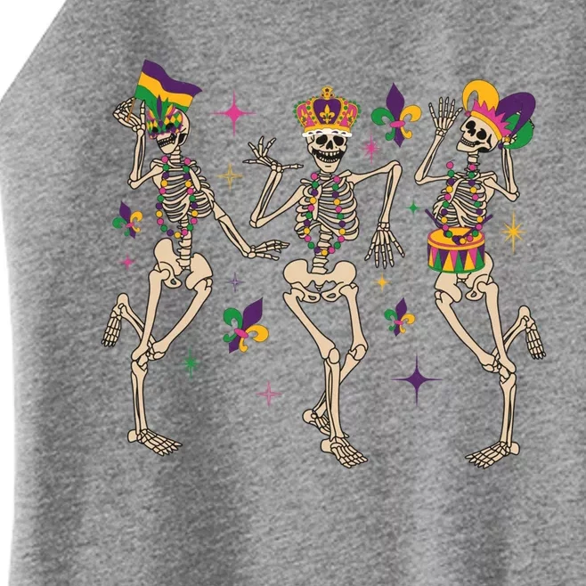 Mardi Gras Skeleton Carnival Funny Dancing Skeletons Great Gift Women’s Perfect Tri Rocker Tank