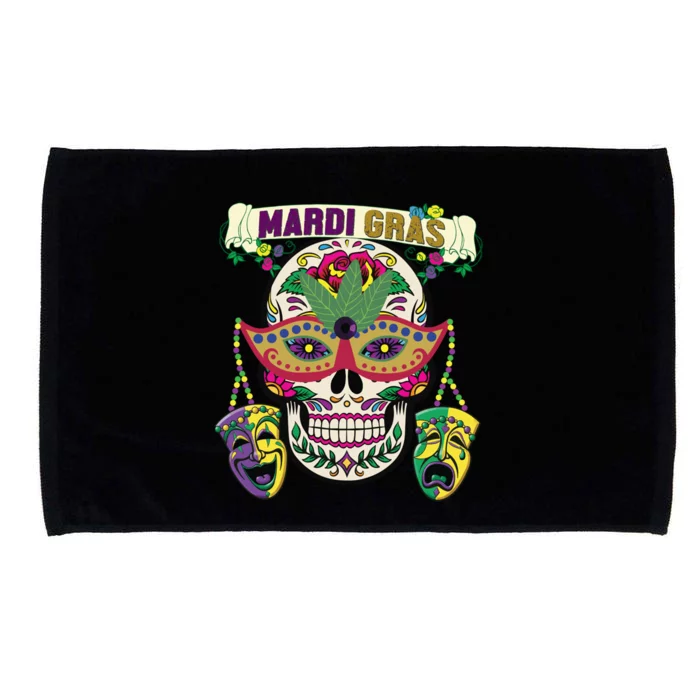 Mardi Gras Skull Cool Gift New Orleans Beads Masks Gift Microfiber Hand Towel