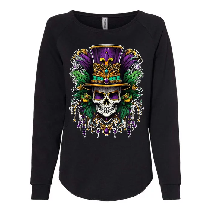 Mardi Gras Sugar Skull Party Womens California Wash Sweatshirt