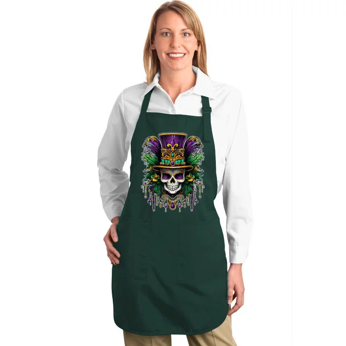 Mardi Gras Sugar Skull Party Full-Length Apron With Pocket