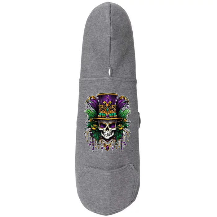 Mardi Gras Sugar Skull Party Doggie 3-End Fleece Hoodie