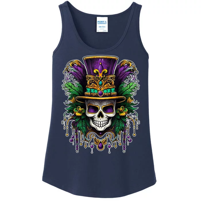 Mardi Gras Sugar Skull Party Ladies Essential Tank