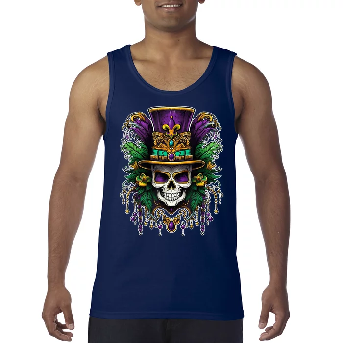 Mardi Gras Sugar Skull Party Tank Top