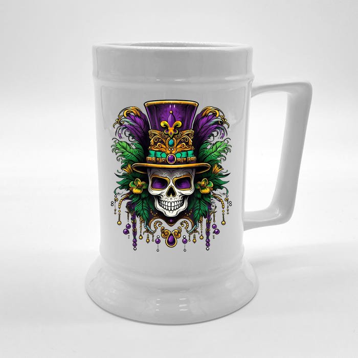 Mardi Gras Sugar Skull Party Front & Back Beer Stein