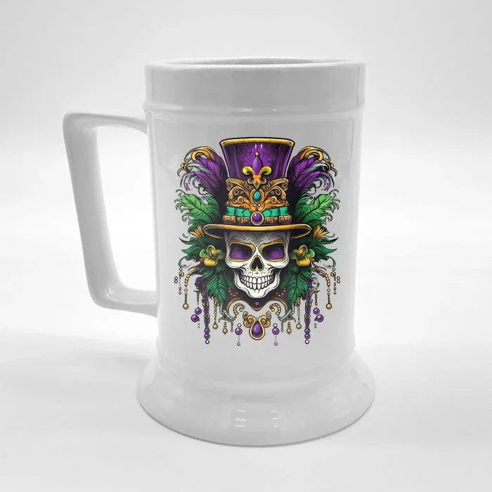 Mardi Gras Sugar Skull Party Front & Back Beer Stein