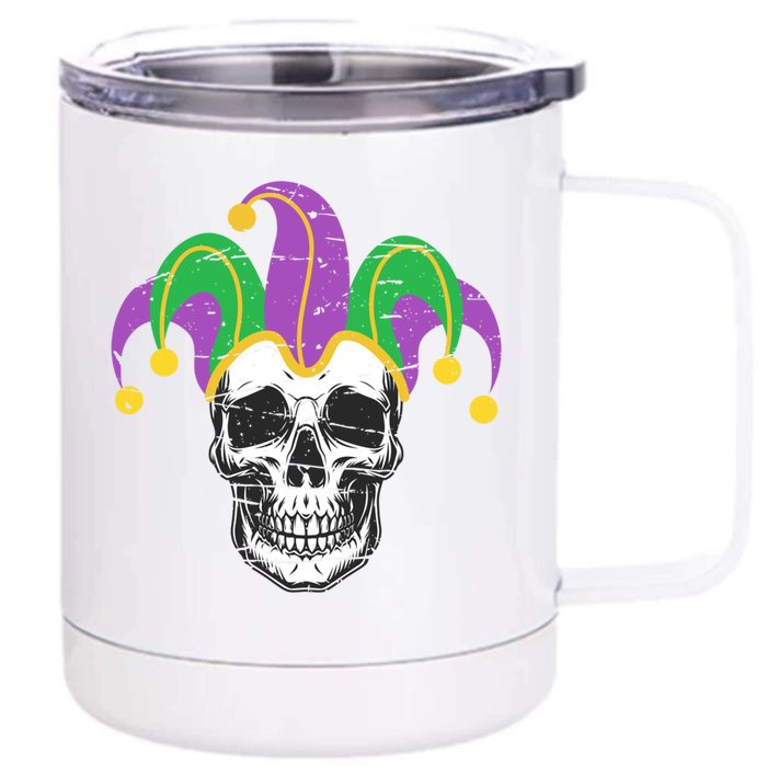 Mardi Gras Skull Jester Hat Funny Parade Costume Great Gift Front & Back 12oz Stainless Steel Tumbler Cup