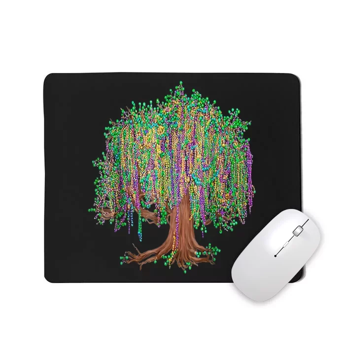 Mardi Gras Tree Beads New Orleans 2024 Watercolor Festival Mousepad