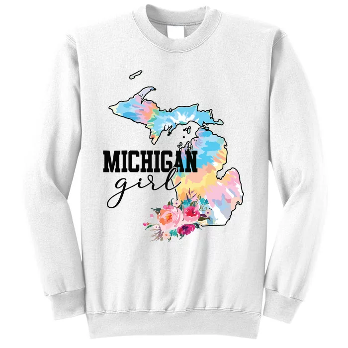 Michigan Girl Tie Dye State Michigan Lovers Sweatshirt