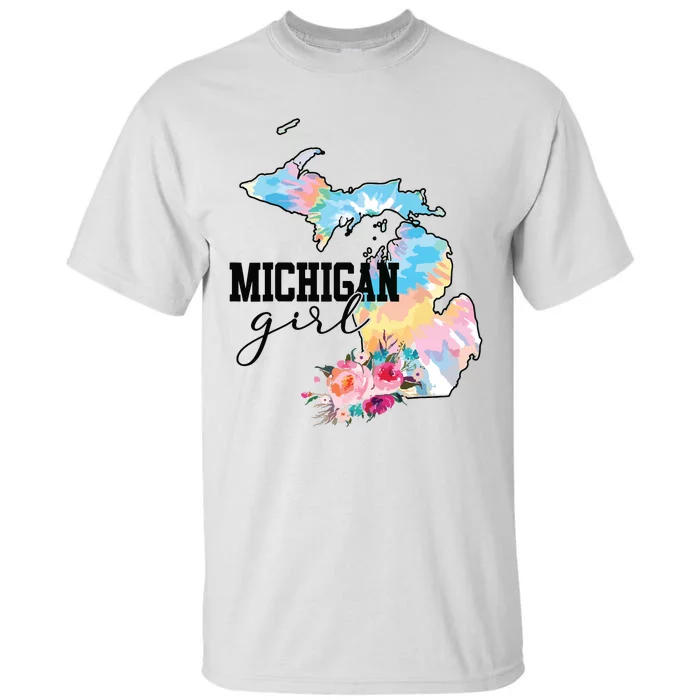 Michigan Girl Tie Dye State Michigan Lovers Tall T-Shirt