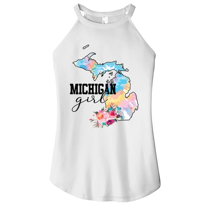 Michigan Girl Tie Dye State Michigan Lovers Women’s Perfect Tri Rocker Tank