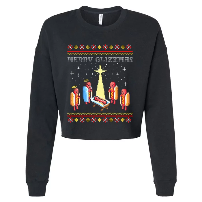 Merry Glizzmas Tacky Christmas Cropped Pullover Crew