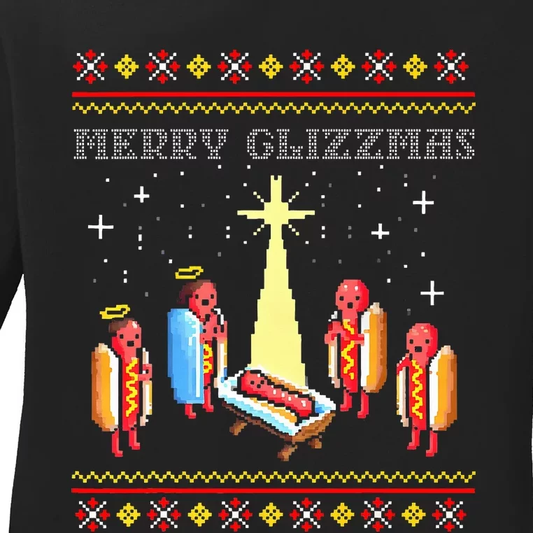 Merry Glizzmas Tacky Christmas Ladies Long Sleeve Shirt