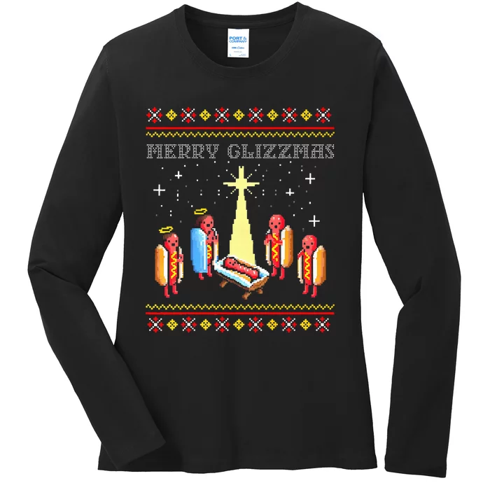 Merry Glizzmas Tacky Christmas Ladies Long Sleeve Shirt