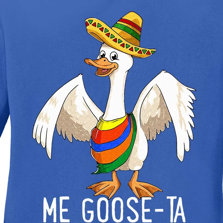 Me Goose Ta Funny Mexican Spanish Me Gusta Farmer Goose Pun Ladies Long Sleeve Shirt