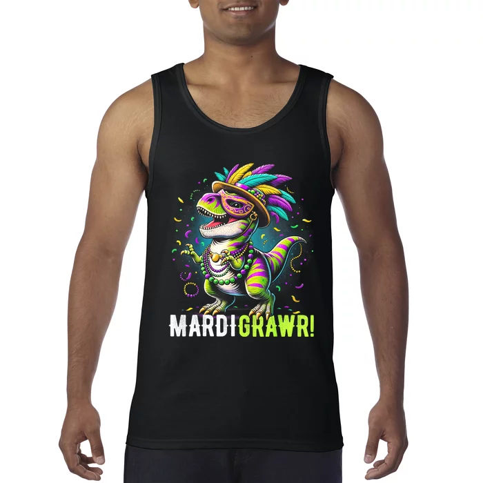 Mardi Gras T Rex Dinosaur Mardi Grawr Childrens Tank Top