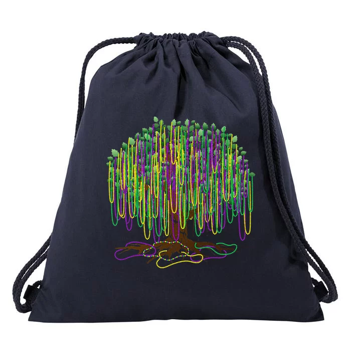 Mardi Gras Tree Beads New Orleans 2024 Watercolor Festival Drawstring Bag