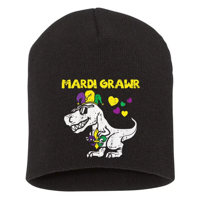 Mardi Grawr Trex Dino Cute funny festival Short Acrylic Beanie