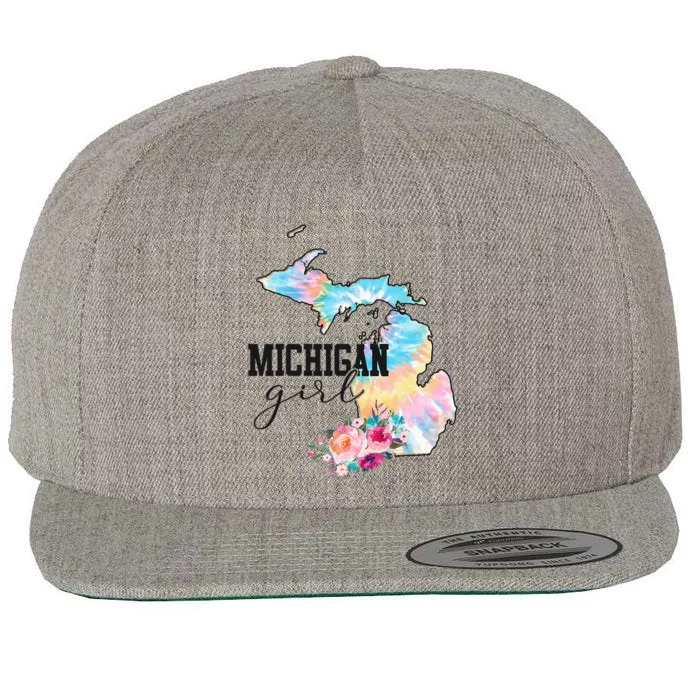 Michigan Girl Tie Dye State Michigan Wool Snapback Cap