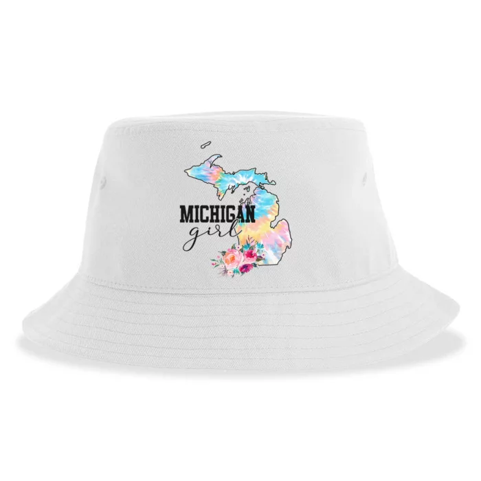 Michigan Girl Tie Dye State Michigan Sustainable Bucket Hat