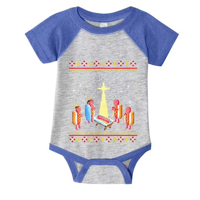 Merry Glizzmas Tacky Funny Merry Christmas Hot Dogs Infant Baby Jersey Bodysuit