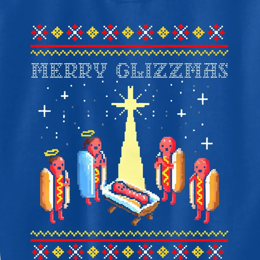 Merry Glizzmas Tacky Funny Merry Christmas Hot Dogs Kids Sweatshirt