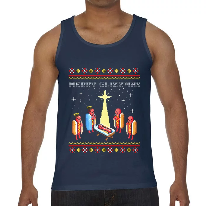 Merry Glizzmas Tacky Funny Merry Christmas Hot Dogs Comfort Colors® Tank Top