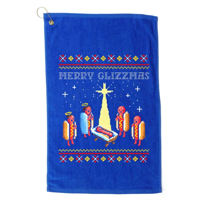 Merry Glizzmas Tacky Funny Merry Christmas Hot Dogs Platinum Collection Golf Towel