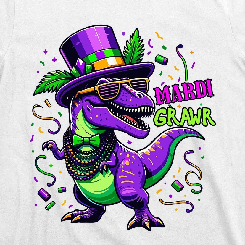 Mardi Grawr Trex Dino Costume Mardi Gras T-Shirt