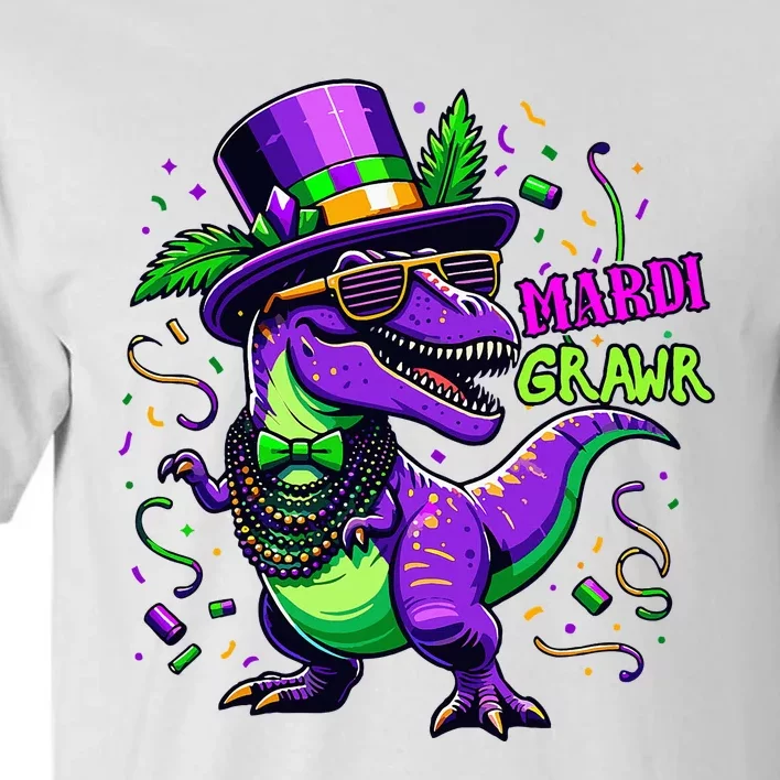 Mardi Grawr Trex Dino Costume Mardi Gras Tall T-Shirt